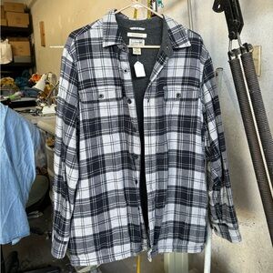 L.L. Bean Black and White Plaid Shirt Jacket